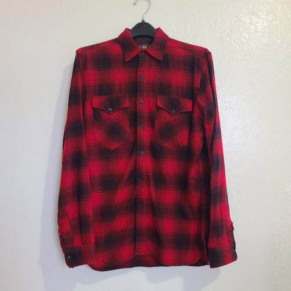 RRL Double RL 100% Wool Plaid Flannel Shirt Sz Medium Vintage Distressed - Picture 1 of 16
